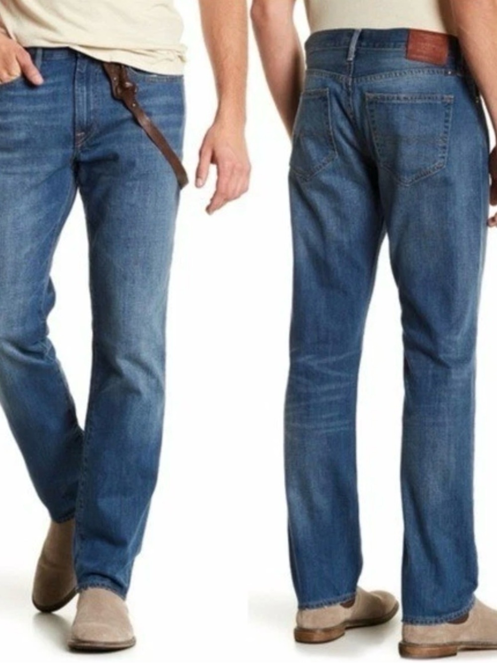 Lucky Brand Men's Mid-Blue Straight 121 Heritage Slim Normcore Jeans 36x34